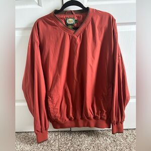 Cabela’s Men’s Rust Orange Outdoor V-neck Long Sleeve Pullover Shirt Size Large